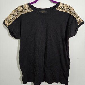 Black with gold designs shirt size L